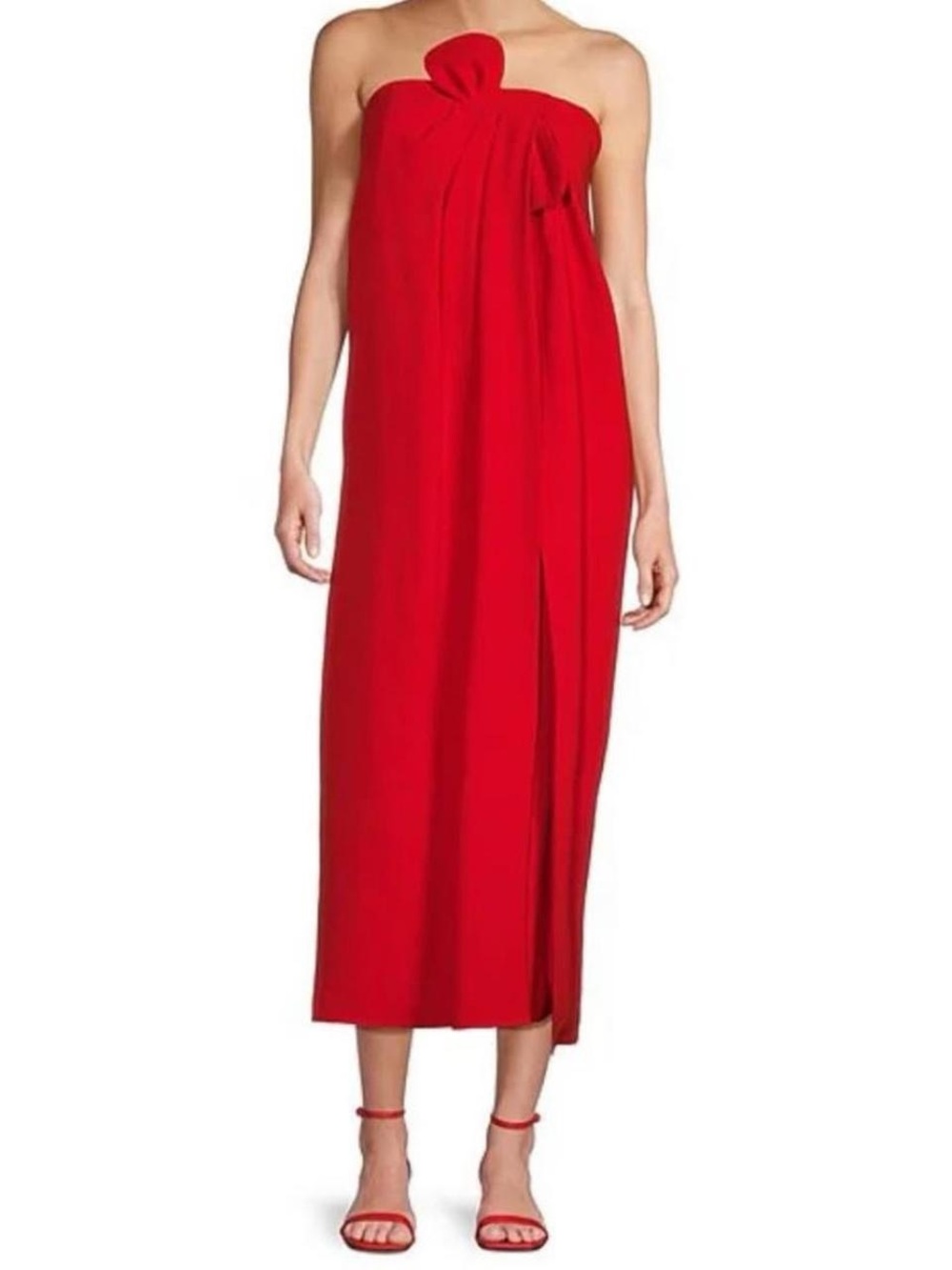 ANTONIO MELANI Red Strapless Midi Dress with Front Knot